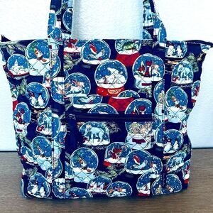 New Vera Bradley Snow Globe Large Overnight Travel Christmas Holiday Tote Bag